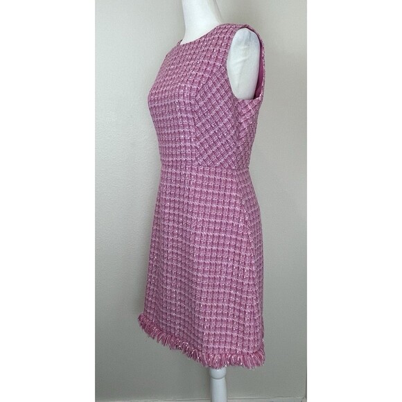 Eliza J Tweed Sleeveless Mini Dress Pink Barbie Old Money Classic-6 - Picture 3 of 12